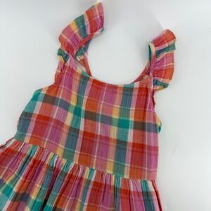 Cat &‎ Jack Girls Plaid Ruffle Strap Tiered Cotton Gauze Dress L 10/12